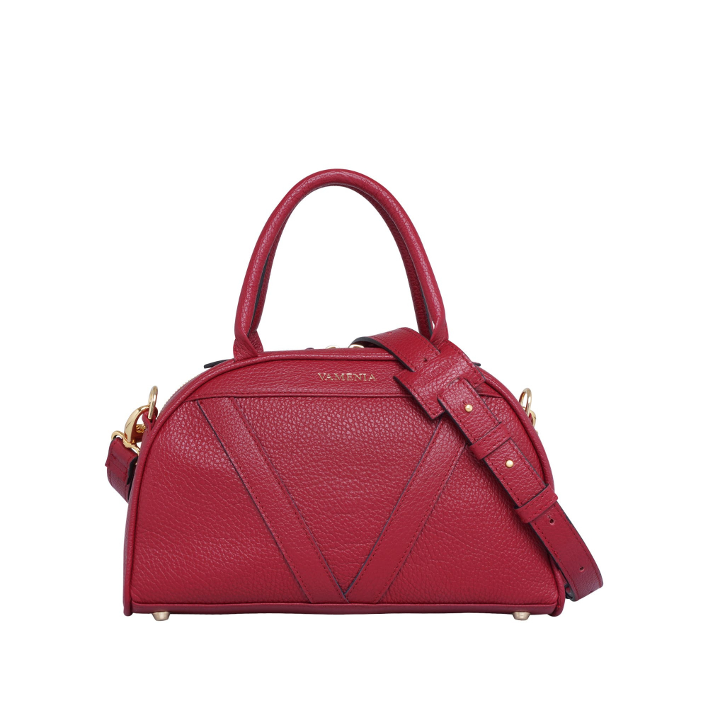 Handle bag as crossbody bag made of nappa leather wine red